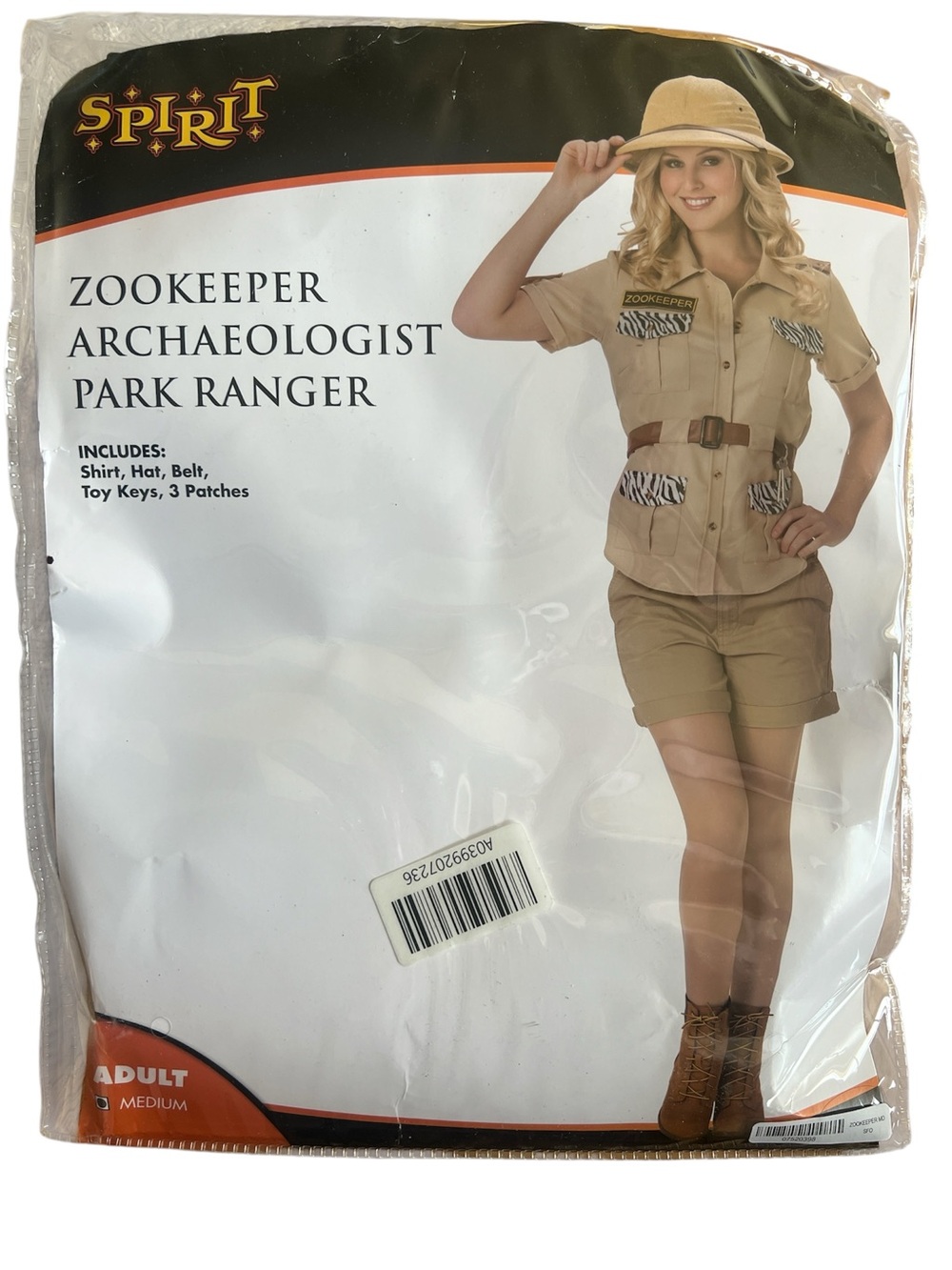 Spirit Khaki Zookeeper Park Ranger Costume with Safari Hat. 
Size Adult Medium
